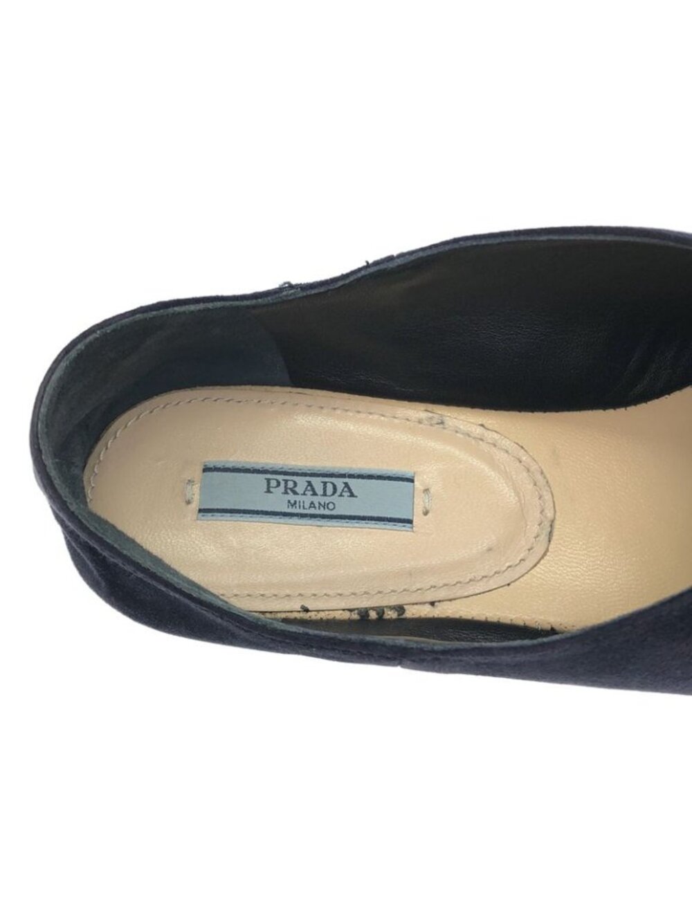 Prada Pointed Toe Suede Flat Shoes 1 S574 H Navy 37 2 - Picture 6 of 8